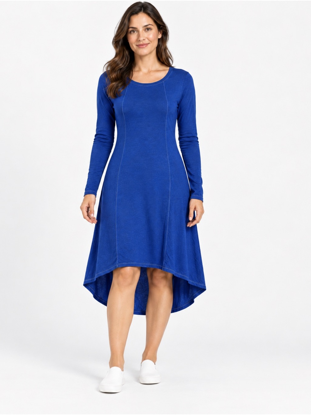 BCBGMAXAZRIA Royal Blue Long Sleeve High Low Dress Size Small Like New